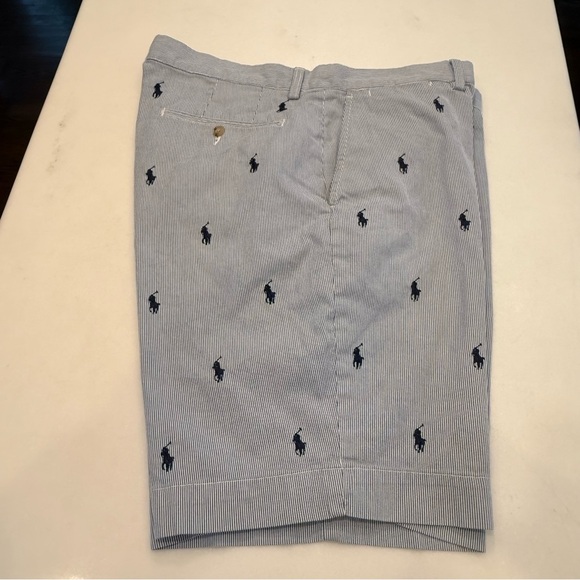 Polo Ralph Lauren Mens Shorts Sz 35 Blue Chino Pony All Over Print - Picture 12 of 13
